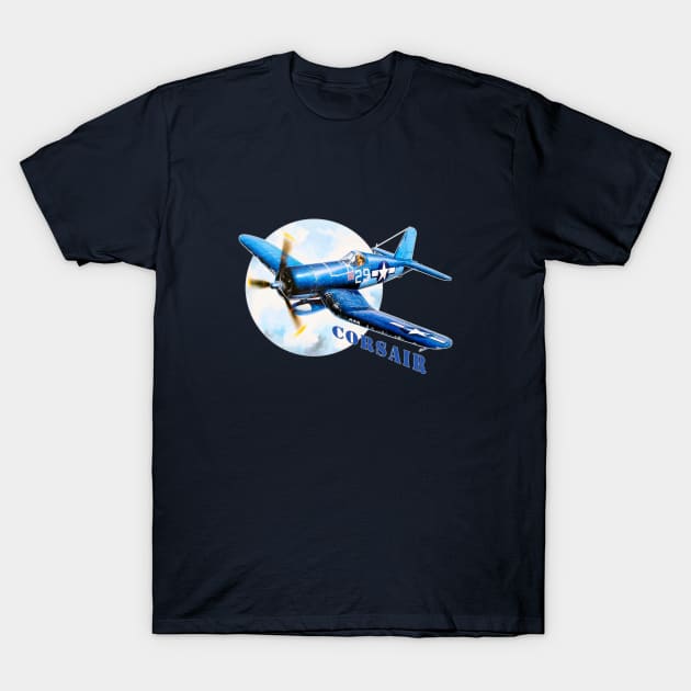 Vought F4U Corsair WW2 American Fighter T-Shirt by Jose Luiz Filho